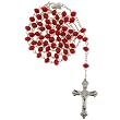 Red Crystal Rosary with Faceted Rondell Beads in 8x6mm - 28'' Necklace - 21'' Overall Length