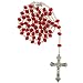 Red Crystal Rosary with Faceted Rondell Beads in 8x6mm - 28'' Necklace - 21'' Overall Length