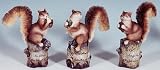 Set of 3 Squirrel Indoor Outdoor Garden Statues