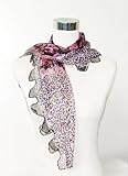 Chiffon Gold Woven Floral/Anima Print on Pink with Petal Trim - Silk Square Scarf 30