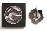  : Vineyard Gardens Pewter Salt Cellar with Spoon - Chardonnay Grape Leaf