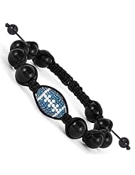 Swarovski Elements State College Spirit Football & Onyx Macrame Bracelet