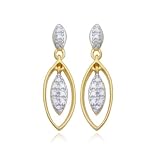 18k Yellow Gold Plated Sterling Silver Genuine Diamond Accent Post Earrings