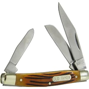 Schrade 34BR Old Timer Stockman Knife with Sheep Foot and Pen Blades, Brown Bone Handle by Schrade