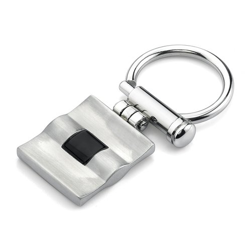 Childrens Toyshop  Apparel : Perfect Persona: Surgical Stainless Steel Square-shaped Brushed Finished Key Ring with Black Rubber for Men