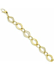 Genuine 14K Yellow Gold Polished And Textured Hollow With Ext. Bracelet 7.5 Inches 4 Grams Of Gold 100% Satisfaction Guaranteed.