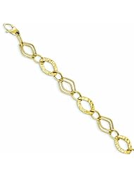 14K Gold Polished and Textured Hollow w/ext. Bracelet 7.5 Inches