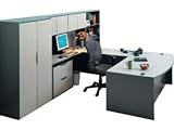 Bow Front Left U Desk with Hutch