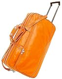 Milano Small Leather Rolling Duffle Bag Color: Orange