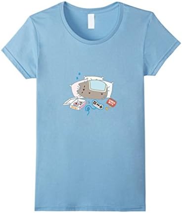 Women's Cat Good Night shirt Funny Large Baby Blue