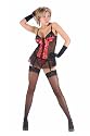 2 PC. Underwired soft bustier with satin brocade, chiffon trim, and matching thong.