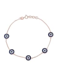 Victoria Kay 1/5ct White Diamond and Blue Sapphire Evil Eye Bracelet in 14k Rose, White, or Yellow Gold (I-J, I1-I2)