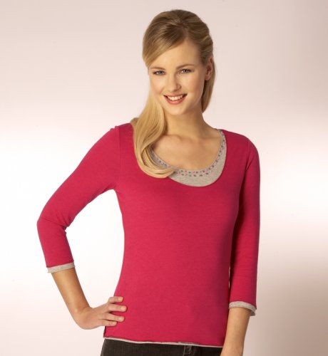 Per Una 3/4 Sleeve Layered Beaded Neck Top clothing