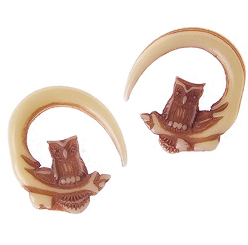 BodyJ4You Owl Spiral Tapers, 2 Pieces Ten Acrylic Spiral Taper 8G-00G (2 Pieces)