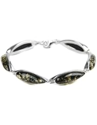 Green Amber Sterling Silver Drop Bracelet 7 Inches