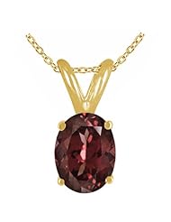 1.50Ct Oval Garnet Pendant in 14k Yellow Gold