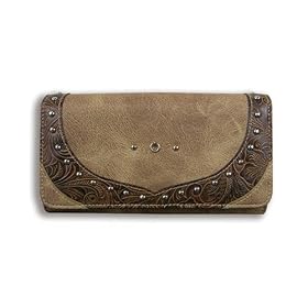 Checkbook Wallet with tooled trim by Western Style Wallets