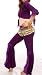 (Price/3 pcs)Bellyqueen™ Professional Dancing Costume, Purple Wrap Top And Pants Set, Intermingle Yarn