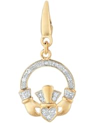 Gold over silver 0.09ct TDW Diamond Irish Claddagh (Charm)