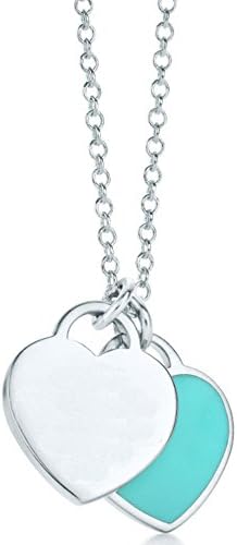 SILVERSHOP 925 sterling silver blue double heart necklace