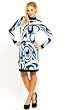 Contrast Trimmed Mock Neck Print Dress