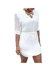 V-neck Viscose Summer 2015 Elbow Length Sleeves Party Dress 