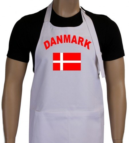 Coole-Fun-T-Shirts Uni Grillschürze EM 2012 Danmark, weiss, One size, GS10483_Danmark_Weiss