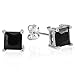 5MM Black Princess Studs Earring Onyx CZ Cubic title=