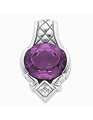 14K White Gold Oval Cut Amethyst and Diamond Pendant -- LIFETIME WARRANTY