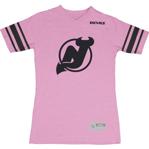 Reebok New Jersey Devils Girl's (7-16) Pink Fashion Jersey Tee Medium
