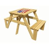 Lohasrus Kids Picnic Table 20331 - Passed Safety Standards ASTM F963-07, Dual Non-toxic Clear Painted Fir, for ages 2 to 6, 1 seated each side, plus Free Drawing Book
