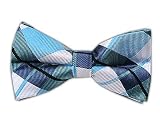 100% Silk Woven Mystic Blue Plaid Self-Tie Bow Tie