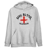 Give blood, Kneeboarding Sports Mens Hoodie (Heather Gray, Sizes X-Small - XXX-Large)