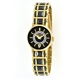 Elgin Women's EG353 Gold-tone Black Ceramic Crystal Accented Watch