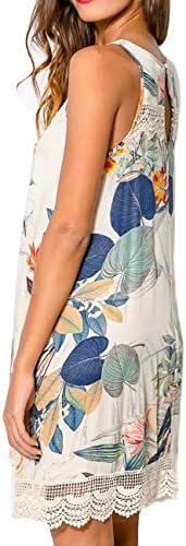Vannice Women Summer Sleeveless Floral Print Lace Mini Dress (L)