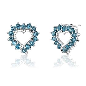 Buy 1.00 Carats Round Cut London Blue Topaz Earrings in Sterling Silver by Peora