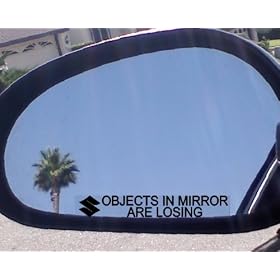 (2) Mirror Decals " OBJECTS IN MIRROR ARE LOSING" for SUZUKI GSX-R 750 600 1000 1300 KATANA HAYABUSA BOULEVARD GSXR BURGMAN 650 XL-7 Bandit GS RM GSX DR-Z 750 250 600 250 400 450 ltr ltz 4x4 Vinson King Quad Eiger Ozark Quadracer