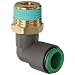 SMC KR Series PBT Flame Resistant Push-to-Connect Tube Fitting, 90 Degree Elbow with Sealant, 12mm Tube OD x 1/4" BSPT Male, Black