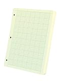 Ampad 26-144  Evidence Engineering Computation Filler Paper, 3 Hole Punched, 8 1/2X11, Greentint, 5 Sq Inch Ruling, 200 Sheets