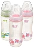 NUK Orthodontic Silicone BPA Free Nipple Bottle, 10 Ounce, 3 Pack, Colors May Vary