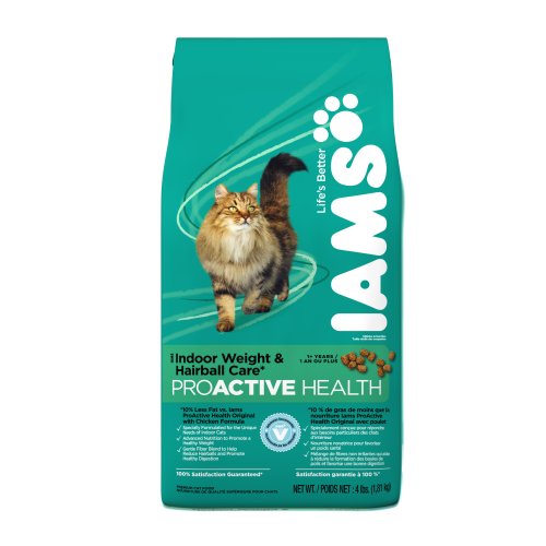 IAMS Indoor Weight Control Hairball Care Proactive Health Dry Cat Food, 4-Pound Bags (Pack of 5)