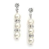 Mariell ~ Alternating Pearl and Rondelle Wedding Earrings
