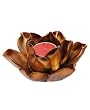 Set of Two Metallic Bronze Ceramic Lotus Tea light Holders