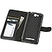 BLU Energy X Case, Abacus24-7 Energy X Wallet Case, Leather Energy X Flip Cover with Card Holder and Kickstand - BLU Energy X (E010Q) Phone Case - Black
