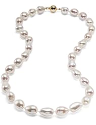 HinsonGayle AAA Gem Collection Ultra-Iridescent 10-11mm White Baroque Cultured Pearl Necklace (14K Yellow Gold, 18")