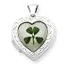 Sterling Silver MOP with 4 Leaf Clover 2-Frame Heart Locket