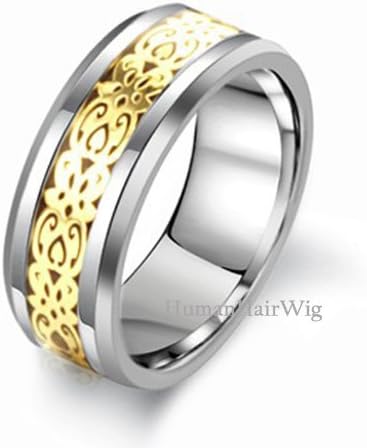 Tungsten Carbide Ring Wedding Band Mens Jewelry Gold Black Silver BJS148 Celtic Dragon Size 9 BJS140 (10)