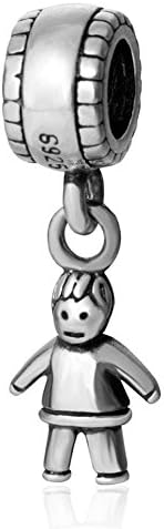 Charmstar Happy Little Boy Dangle Charm Handmade Authentic 925 Sterling Silver Son Pendant Bead for European Bracelet