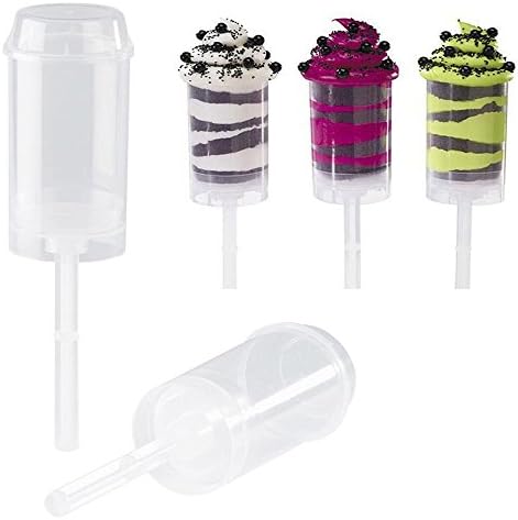 Taitanlic Set of 25 Piece Clear Push up Pop Plastic Containers Cake Push Pop Shooter with Lids and Screw in Stick and Base (Round)