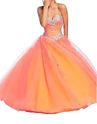 Lace-Up  Sequined Satin/Tulle  Sweetheart  Ball Gown Evening Dress/Prom Dress/Quinceanera Dress/Wedding Party Dress  With Rhinestones